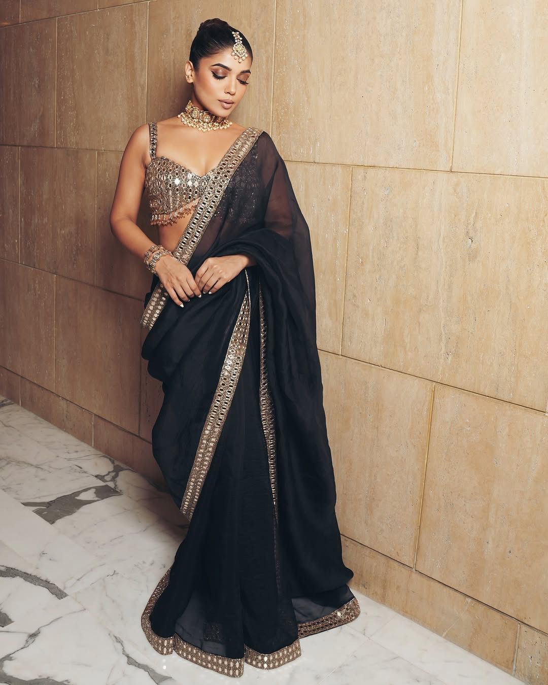 Midnight Ethnica Drape Sari